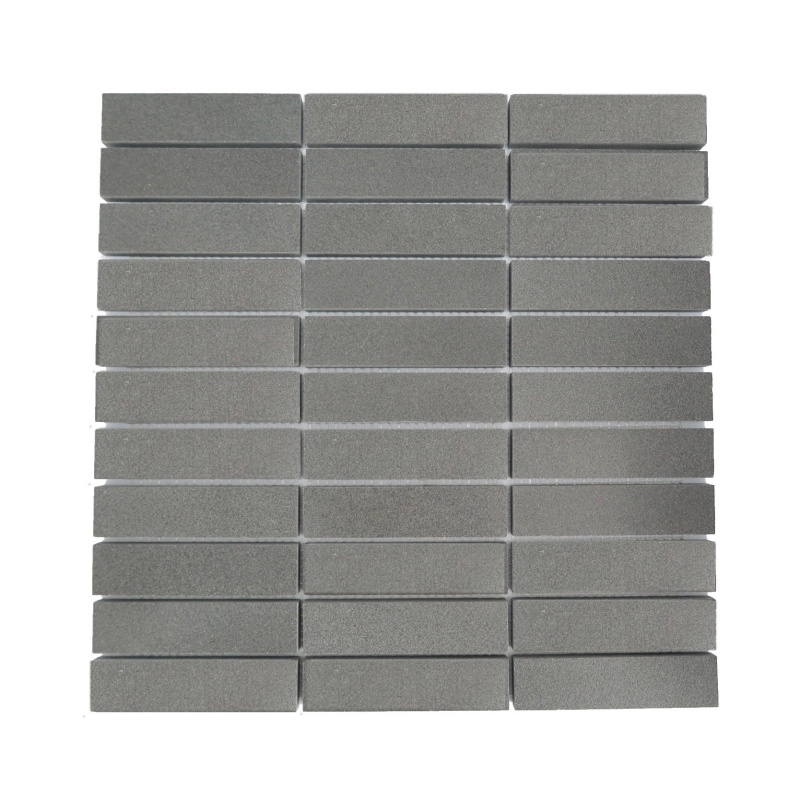 Basalt Gray Basalt Mosaic - 1" X 4" Stacked - Honed