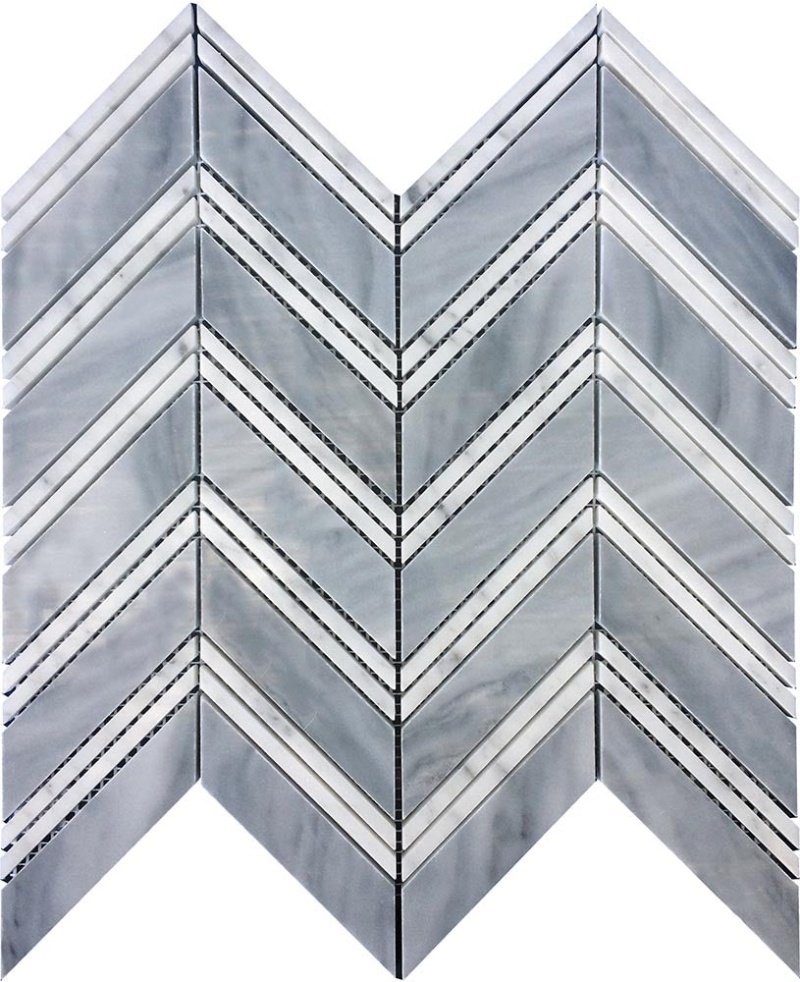 Marbella Bardiglio Nuvolato / Bianco Carrara Marble Mosaic - Alameda - Polished