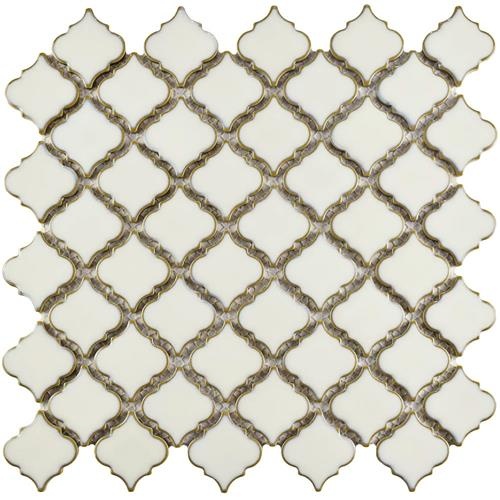 Hudson Tangier Snowcap White Porcelain Mosaic - Arabesque - Glossy