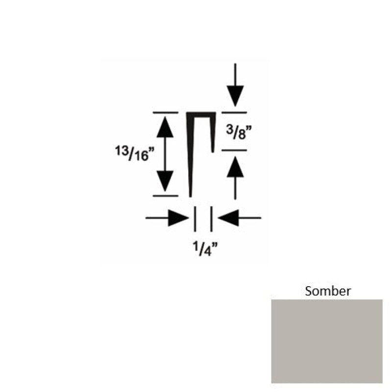 Solid 47 Somber Rubber Cove Cap Square - 1/4" X 9 Ft (108")