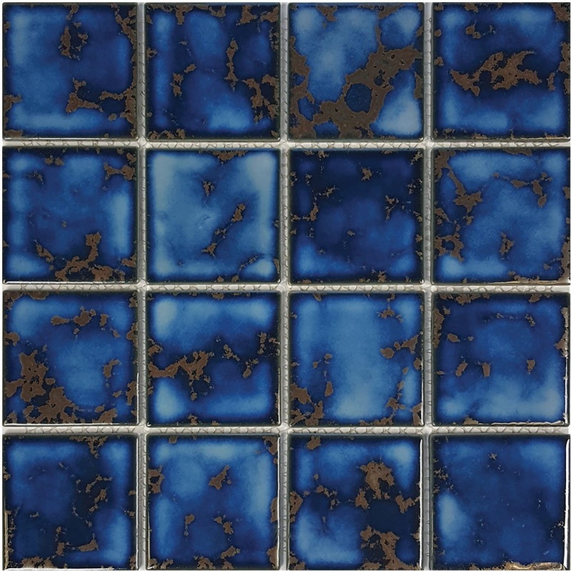 Aquatica Harmony Terra Blue Porcelain Mosaic 3" x 3" Glossy