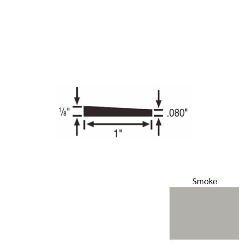 Solid 59 Smoke Rubber Reducer Strip - 1" X 9 Ft (108") X 1/8"