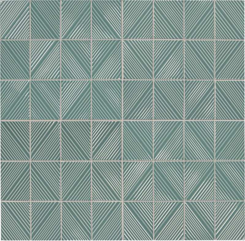 Revalia Remix Sage Green Ceramic Mosaic - 3" X 4" Structural - Glossy