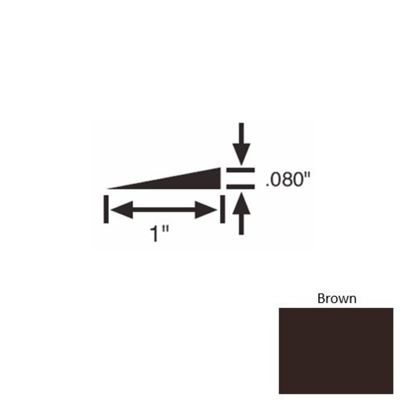 Solid 21 Brown Rubber Reducer Strip - 1" X 9 Ft (108") X 0.080"
