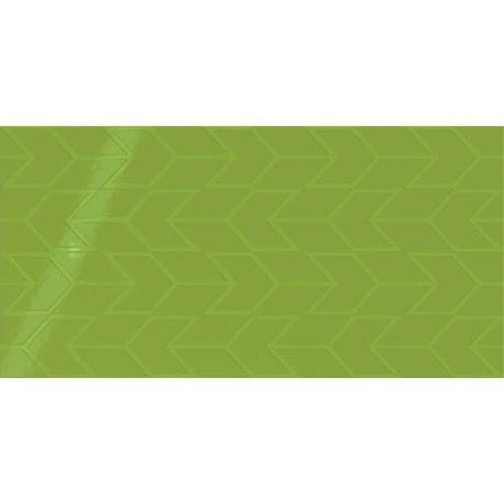 Showscape Vivid Green Chevron Pattern Ceramic Tile - Gloss Textured - 12" X 24"