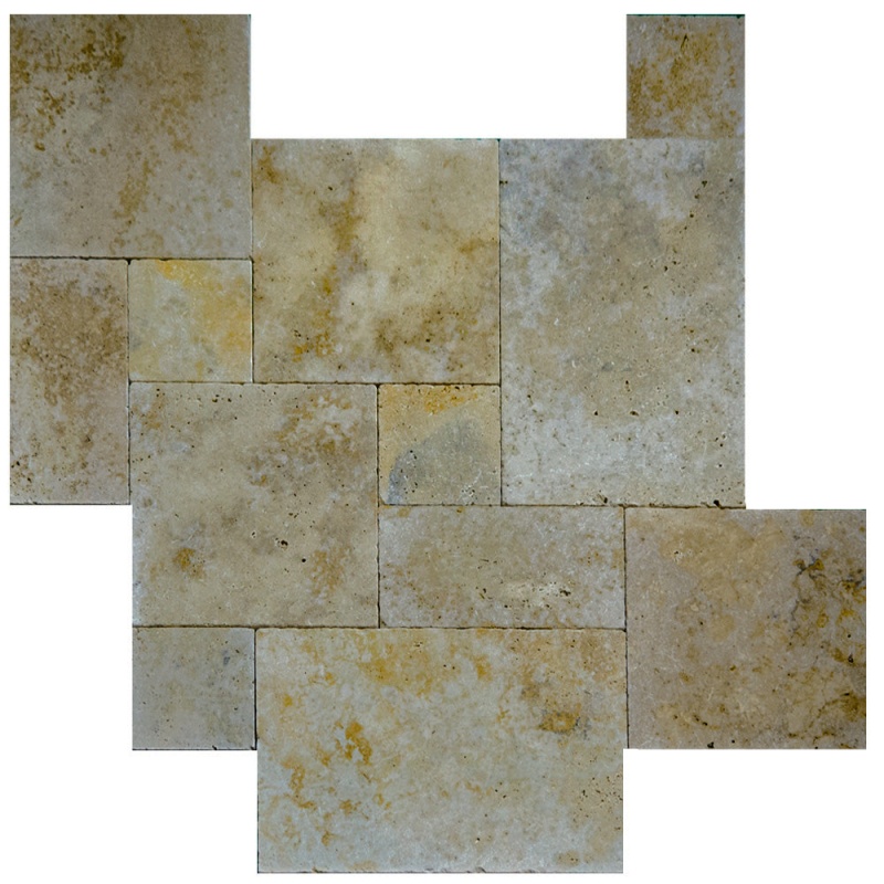 Country Classic Travertine Paver Versailles Pattern - Tumbled - Various Sizes