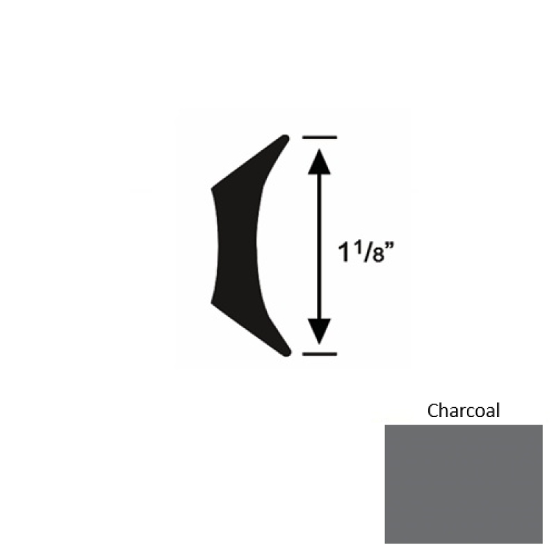 Solid 44 Charcoal Rubber Fillet Strip - 1 1/8" X 9 Ft (108")