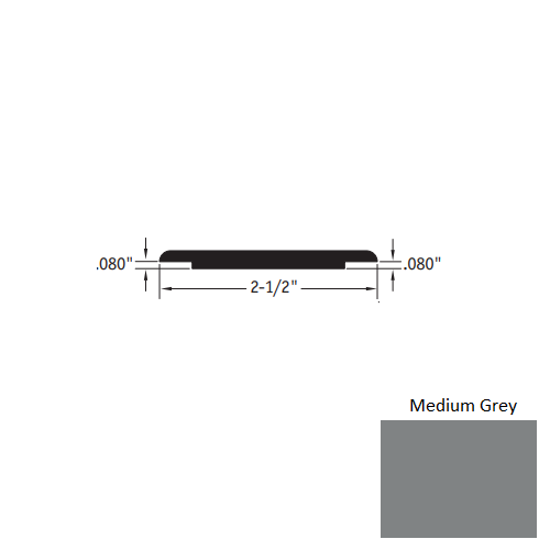 Johnsonite Medium Grey Vinyl Moulding / Trim - 2 1/2" X 12 Ft (144") X .080" - .080" Wheeled Traffic Transition - Wheeled Traffic Transition