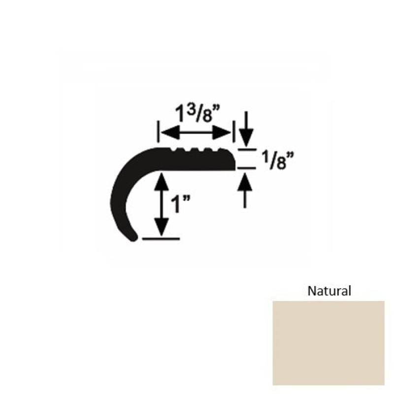 Solid 06 Natural Rubber Domestic Stair Nosing (Rd) - 1 3/8" X 9 Ft (108")