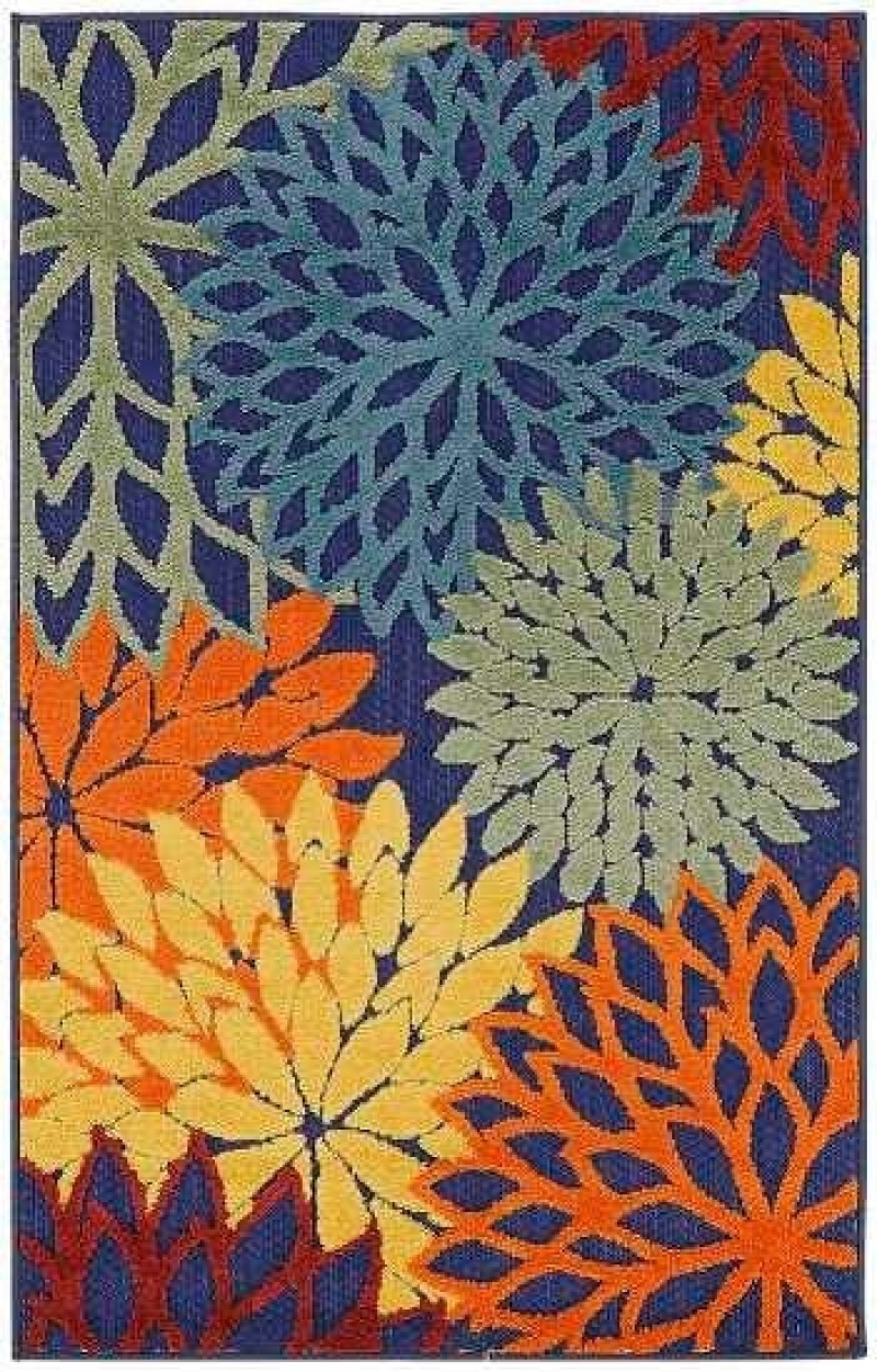 Aloha Navy Multicolor Alh05 Polypropylene & Polyester Contemporary Area Rug - 8 Ft X 11 Ft - Navy Multicolor