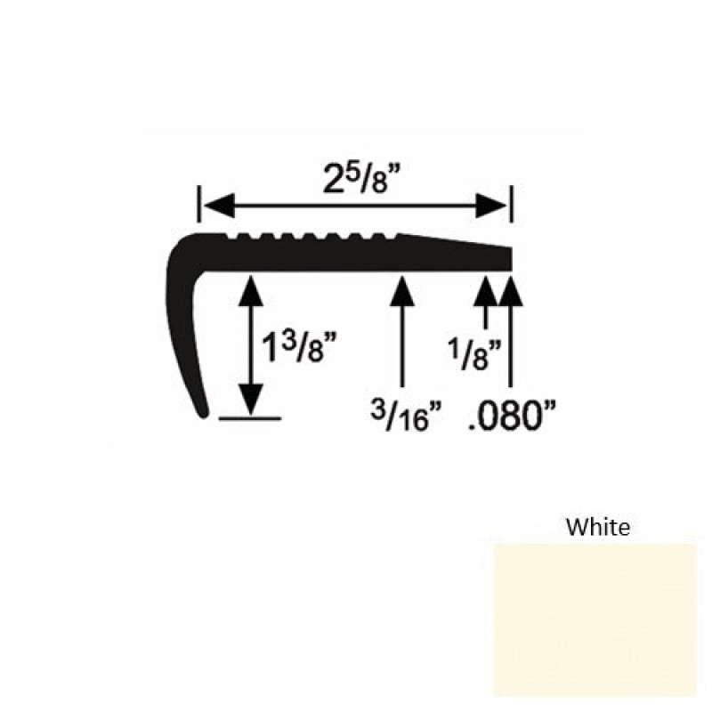 Solid 03 White Rubber Residential Stair Nosing