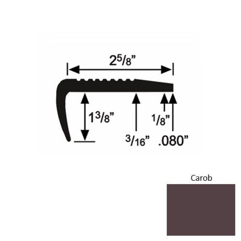 Solid 03 Carob Rubber Residential Stair Nosing (Sq) - 2 5/8" X 9 Ft (108")