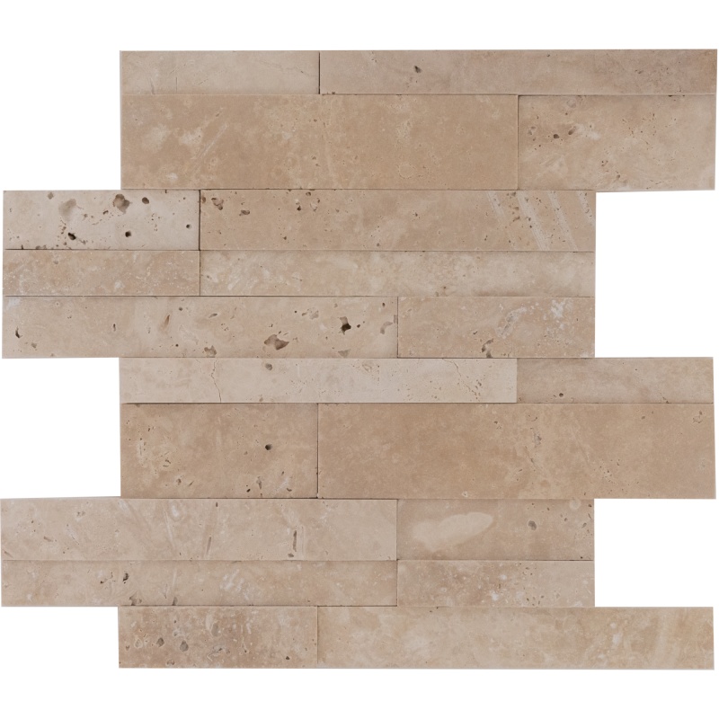 Extra Light 3D Pnael Travertine Mosaic - 12" X 12" - Honed