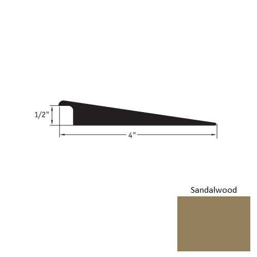 Johnsonite Sandalwood Vinyl Moulding / Trim - 4" X 12 Ft (144") X 1/2" Wheeled Traffic Transition - Wheeled Traffic Transition