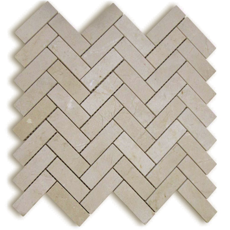 Crema Marfil Marble Mosaic - 1" X 3" Herringbone