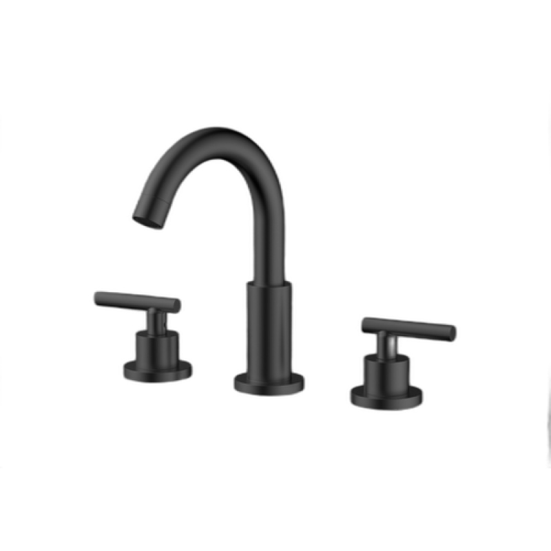 Manoa Matte Black Bathroom Faucet - Double Handle / Three Hole - Matte Black