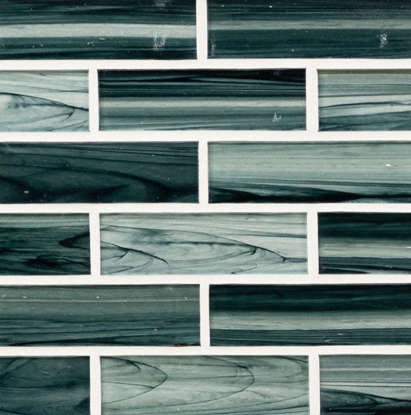Midnight Blue Ombre Glass Mosaic - 2" x 6" Glossy