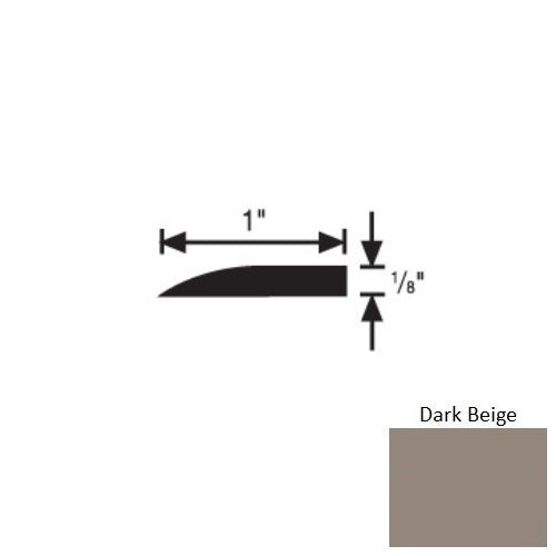 Flextones Dark Beige Vinyl 192A Tile Reducer Strip - 1" X 3 Ft - Thermoplastic