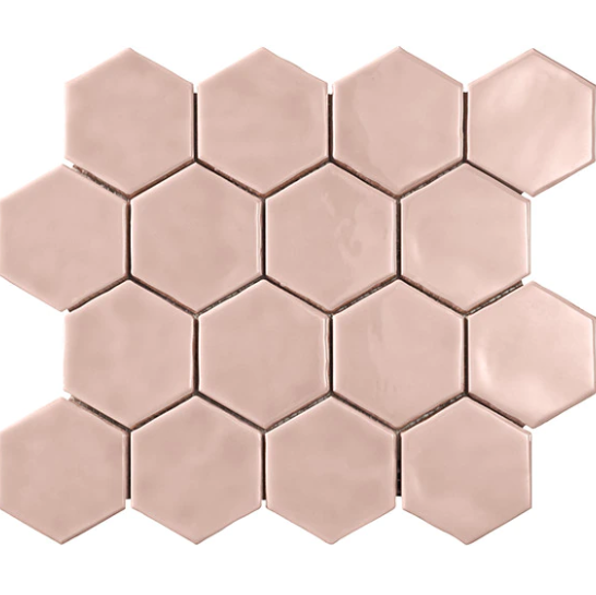 Artistic Reflections Rose Ceramic Mosaic - 3" Hexagon - Glossy