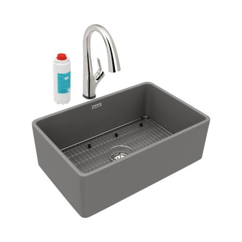 Swuf28179mgflc Fireclay Gray Farmhouse Single Bowl Workstation Kitchen Sink