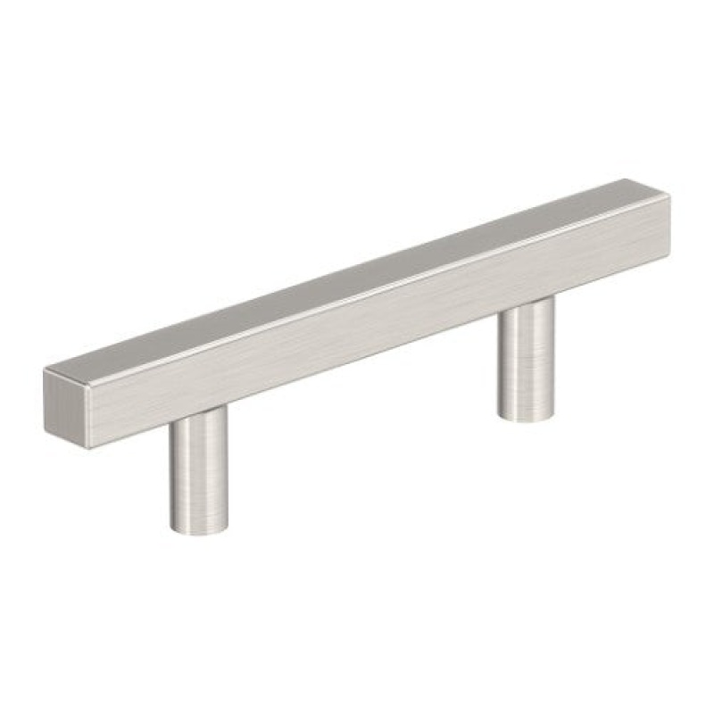 Square Zinc Bar Cabinet Pull - Satin Nickel