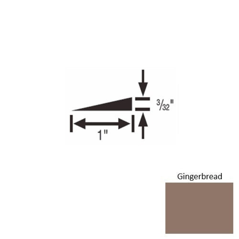 Solid 48 Gingerbread Rubber Reducer Strip - 1" X 9 Ft (108") X 3/32"