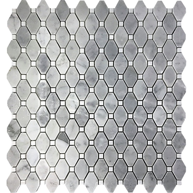 Seattle Bardiglio Nuvolato / Eastern White Marble Mosaic - Ballard - Polished