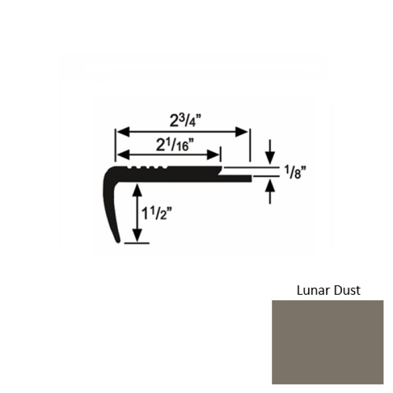 Solid 09 Lunar Dust Rubber Underlap Stair Nosing (Sq) - 2 3/4" X 9 Ft (108")