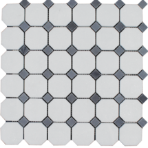 Metropolitan Blend Thassos With Bardiglio Dot Deco Natural Stone Mosaic - Octagon - Honed
