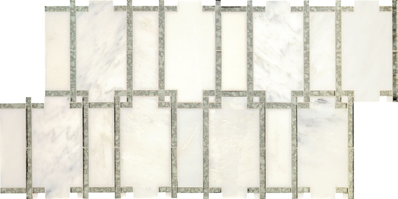 Lavaliere First Snow Elegance With Antique Mirror Mixed Mosaic - Architectural Reflections - Polished