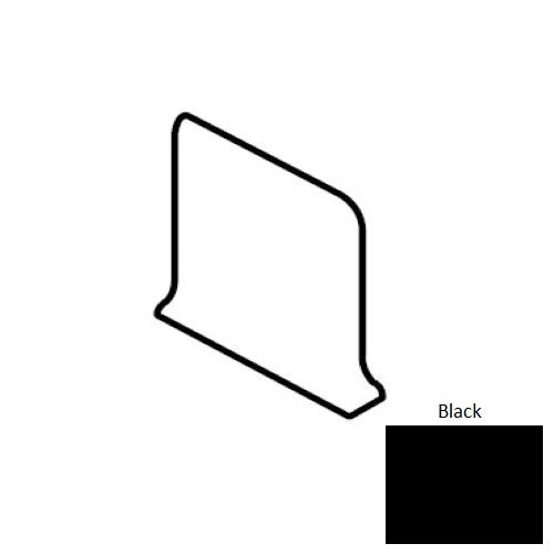 Color Wheel Classic Black Ceramic Wall Trim - 6" X 6" Sanitary Cove Base Corner Left