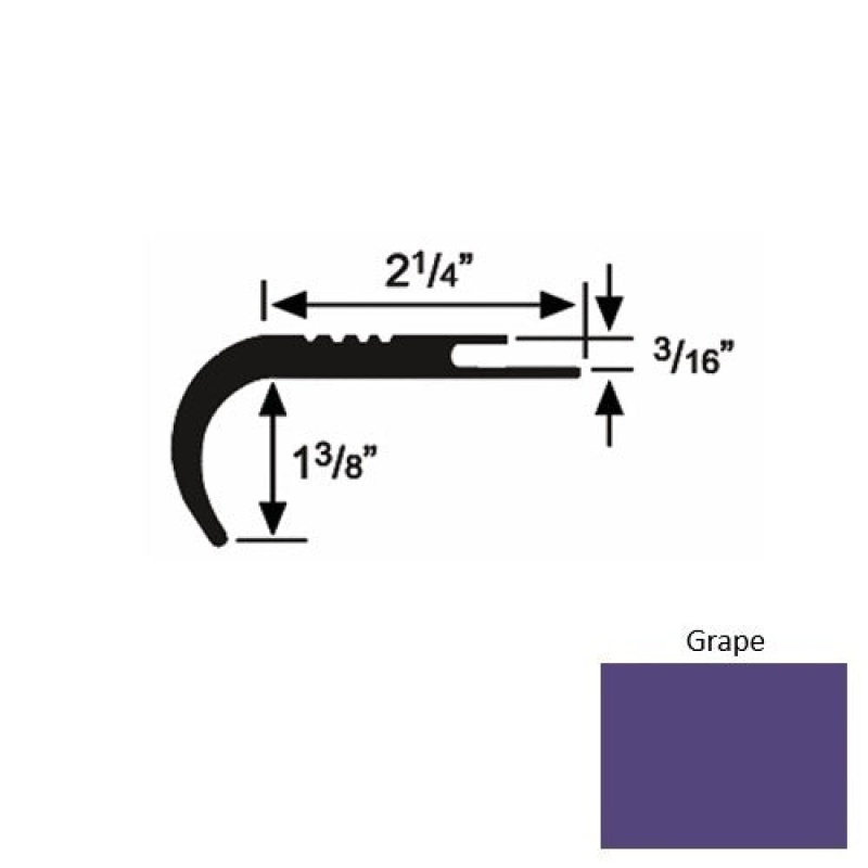 Solid 18 Grape Rubber Undercut Carpet Nosing