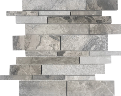 Pietra Antica Metropolitan Contempo City Gray Natural Stone Mosaic - Random Linear - Multi Finish