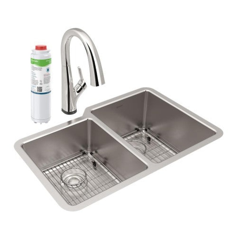 Elkay Lustertone Classic Stainless Steel Double Bowl Workstation Sink