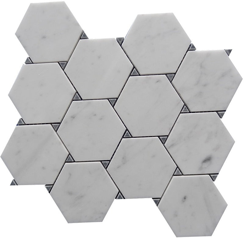 Dc Metro Bianco Carrara / Bardiglio Marble Mosaic - Eckington - Polished