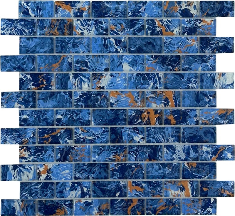Copper Reef Glass Mosaic - 1" X 2" Brick - Polished