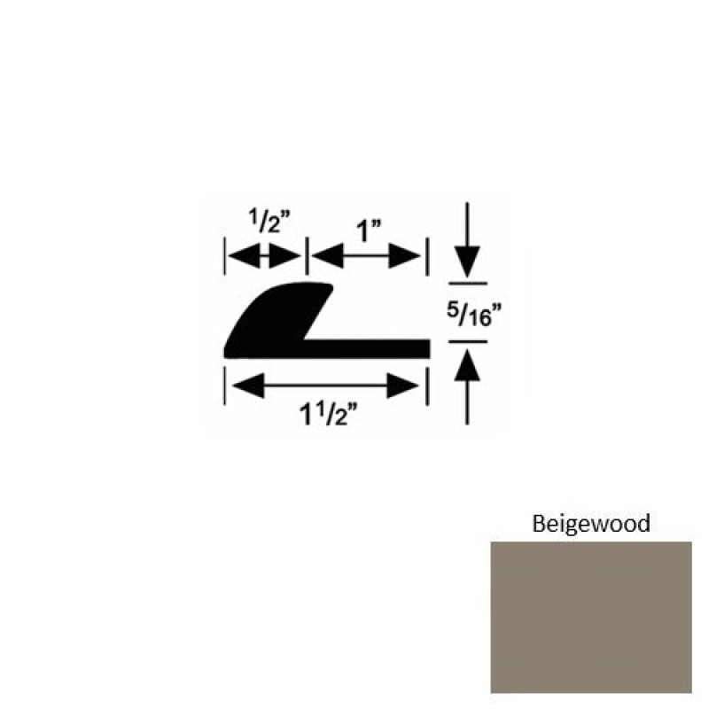 Solid 36 Beigewood Rubber Underlap Carpet Edge