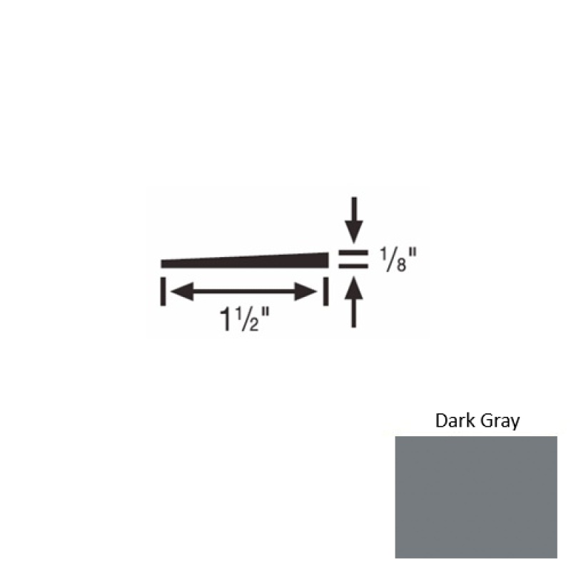 Solid 45 Dark Gray Rubber Reducer Strip - 1 1/2" X 9 Ft (108") X 1/8"