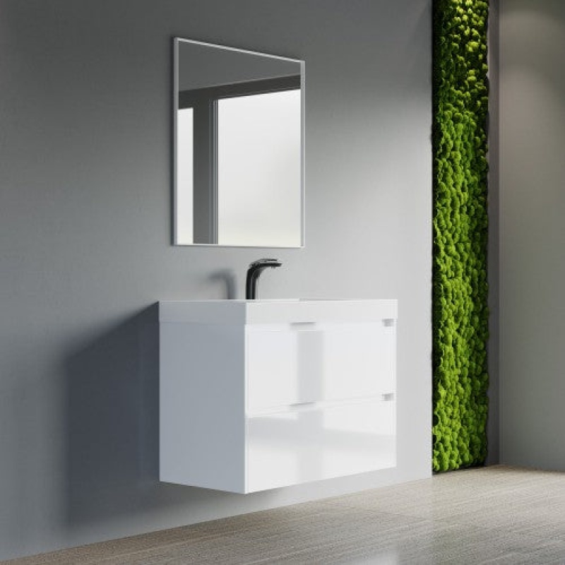 004 Series White Wall-Mounted Single Sink Bathroom Vanity