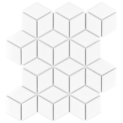 Metro White Porcelain Mosaic - Rhombus
