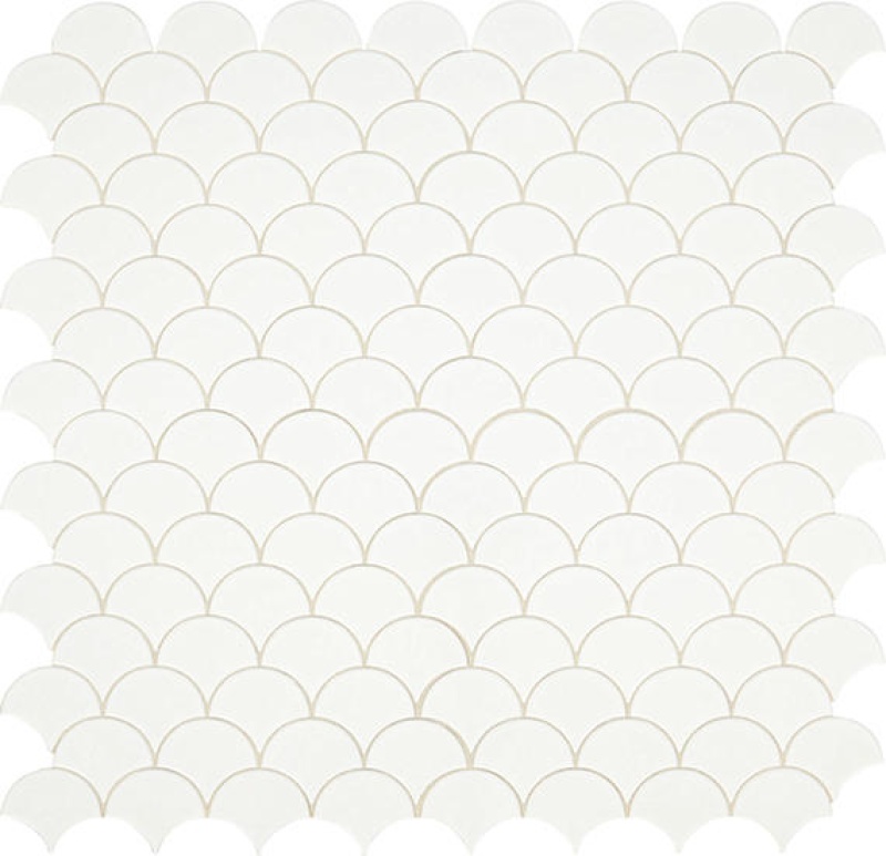 Revalia Remix Felicity White Ceramic Mosaic - 3" Fan - Glossy