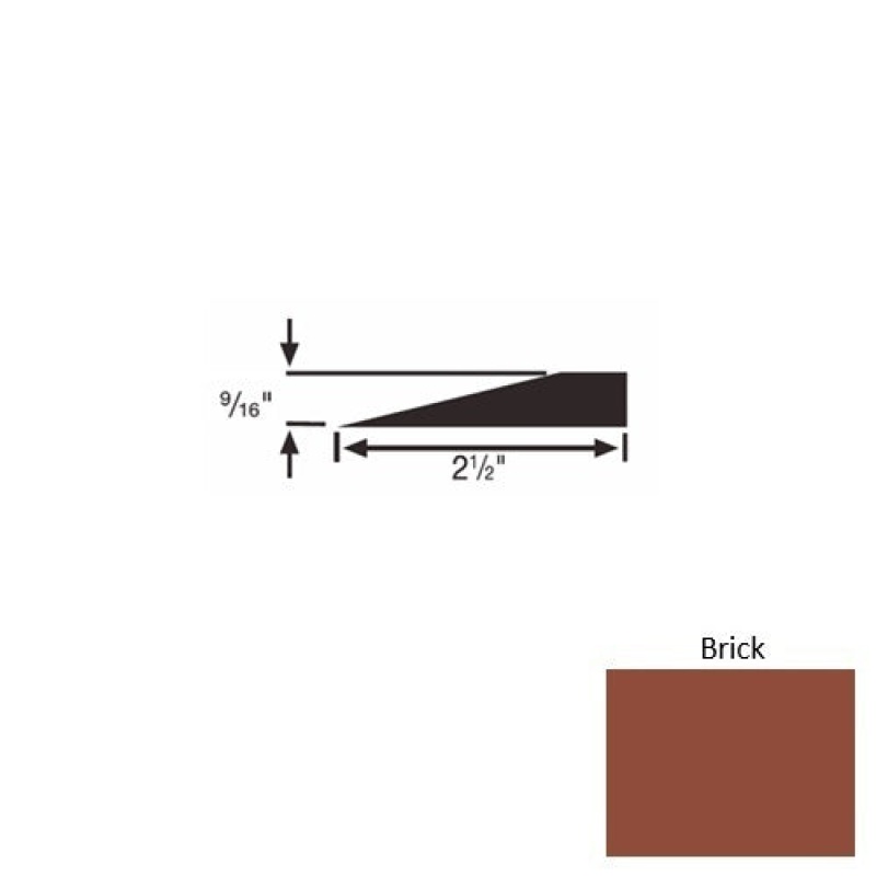 Solid 49 Brick Rubber Transitional Reducer - 2 1/2" X 9 Ft (108") X 9/16"