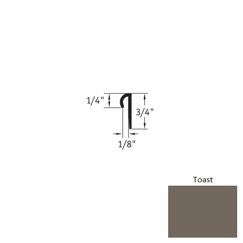 Johnsonite Toast Vinyl Moulding / Trim - 1/8" X 12 Ft (144") Round Top Cove Cap - Round Top Cove Cap