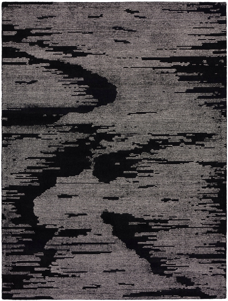 Michael Amini Star Smr02 Black Ivory Wool Blend Modern Area Rug