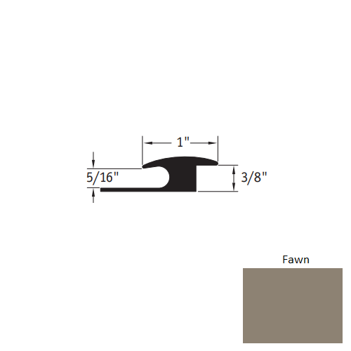 Johnsonite Fawn Vinyl Moulding / Trim - 1" X 12 Ft (144") X 5/16" - 3/8" Adaptor - Adaptor