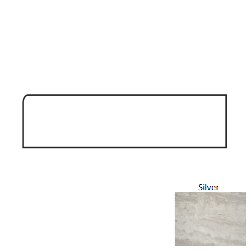 Tivoli Silver Porcelain Floor Trim - 3" X 24" Bullnose