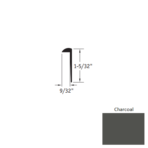 Johnsonite Charcoal Vinyl Moulding / Trim - 9/32" X 12 Ft (144") Square Cap Cove Cap - Square Cap Cove Cap