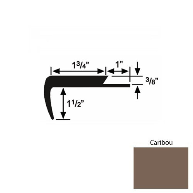 Solid 11 Caribou Rubber Single Flange Carpet Stair Nosing (Sq) - 1 3/4" X 9 Ft (108")
