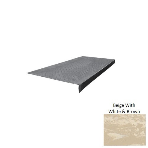 Evolving Styles Creative Elements Beige With White & Brown Type 600 Distinct Designs Rubber - 12" X 72" Stair Tread - Diamond Profile Design