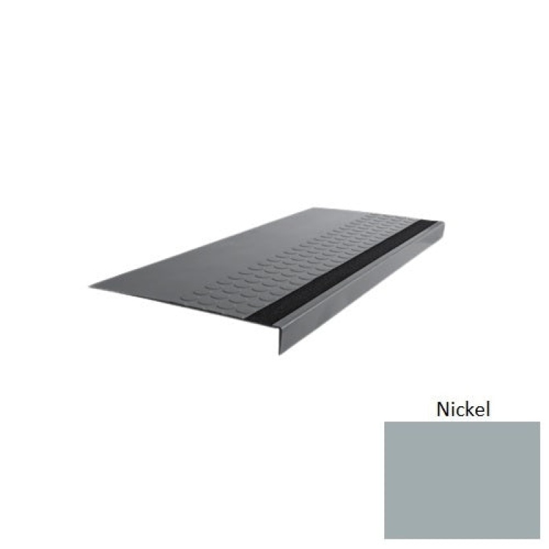 Flextones Nickel Type 776E Distinct Designs Rubber - 15" X 72" Stair Tread - Rgt Radial Ii Raised Disc Design